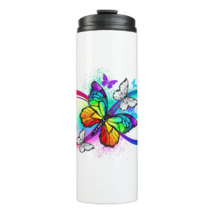 Bright infinity with rainbow butterfly thermal tumbler