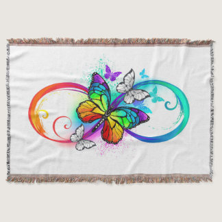 Bright infinity with rainbow butterfly throw blanket