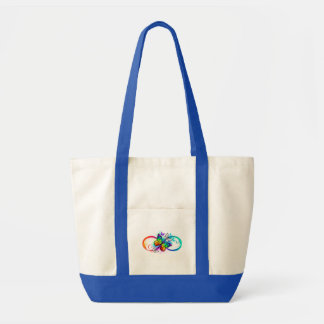 Bright infinity with rainbow butterfly tote bag
