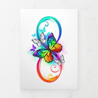 Bright infinity with rainbow butterfly Tri-Fold card
