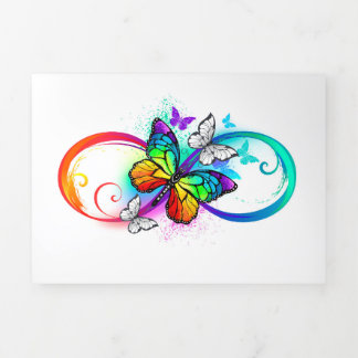 Bright infinity with rainbow butterfly  Tri-Fold card