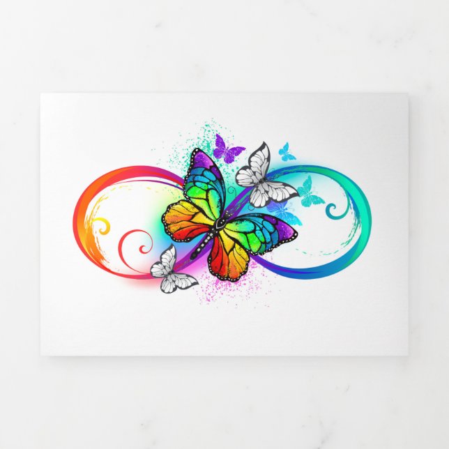 Bright infinity with rainbow butterfly Tri-Fold invitation (Cover)