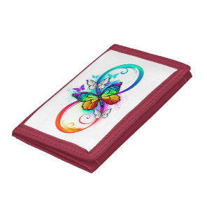 Bright infinity with rainbow butterfly tri-fold wallet