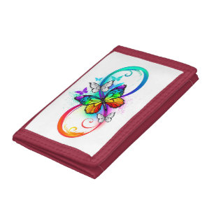 Bright infinity with rainbow butterfly tri-fold wallet