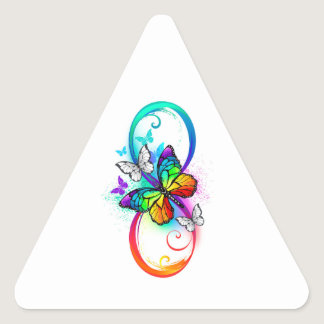 Bright infinity with rainbow butterfly triangle sticker