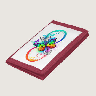 Bright infinity with rainbow butterfly trifold wallet