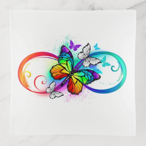 Bright infinity with rainbow butterfly trinket tray