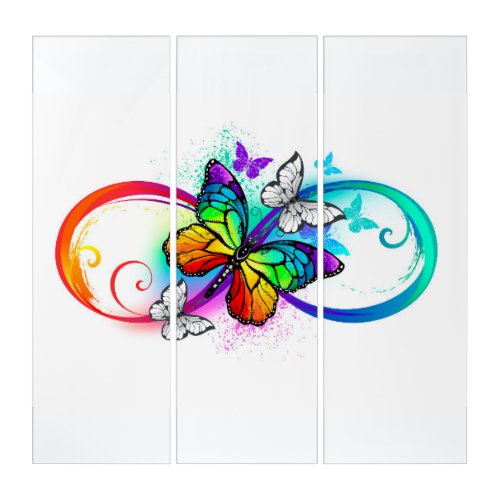 Bright infinity with rainbow butterfly triptych