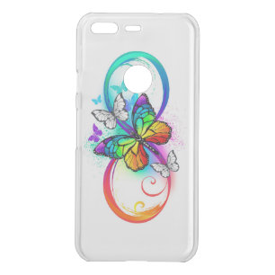 Bright infinity with rainbow butterfly uncommon google pixel case