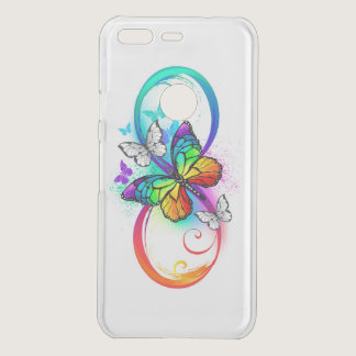 Bright infinity with rainbow butterfly uncommon google pixel case