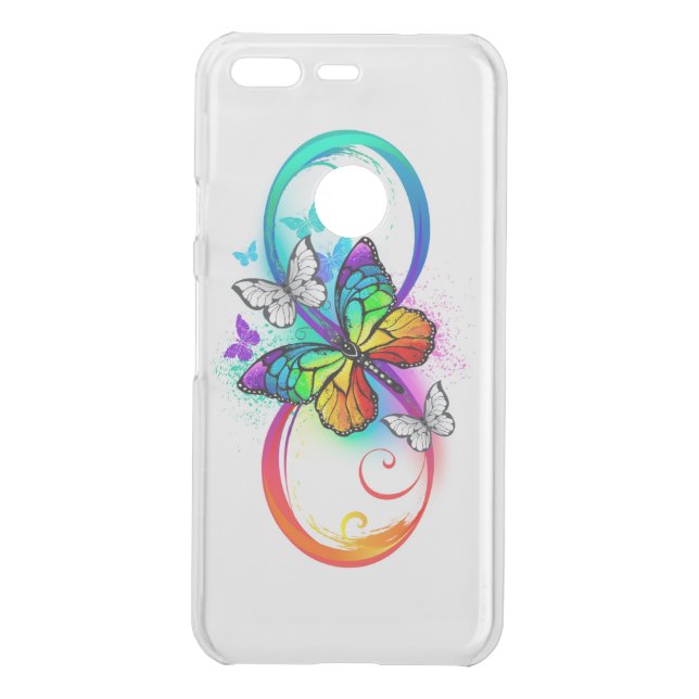 Bright infinity with rainbow butterfly uncommon google pixel case (Back)