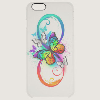 Bright infinity with rainbow butterfly clear iPhone 6 plus case