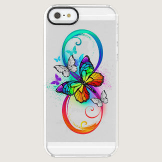 Bright infinity with rainbow butterfly clear iPhone SE/5/5s case