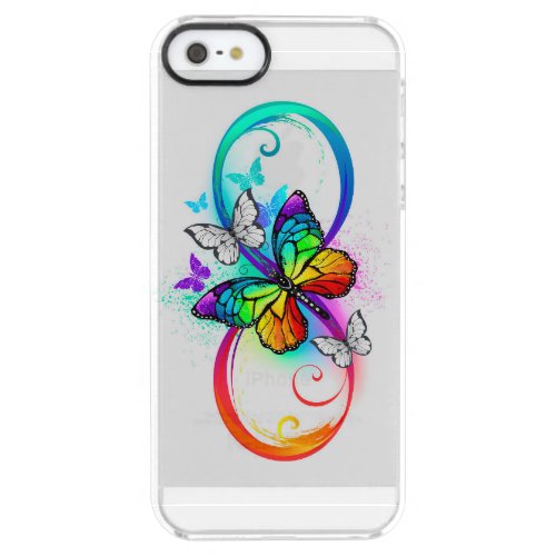 Bright infinity with rainbow butterfly clear iPhone SE55s case