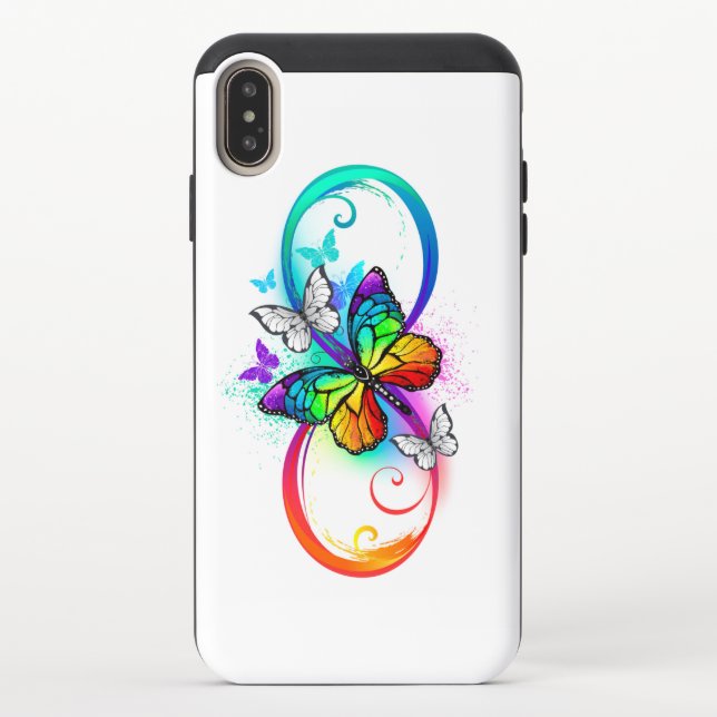Bright infinity with rainbow butterfly uncommon iPhone case (Back)