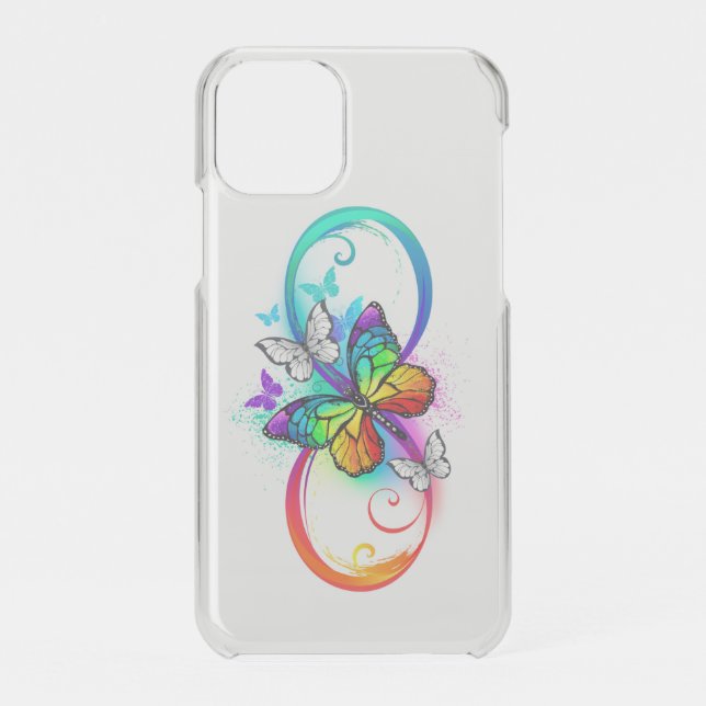 Bright infinity with rainbow butterfly uncommon iPhone case (Back)