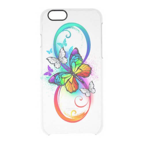 Bright infinity with rainbow butterfly clear iPhone 66S case