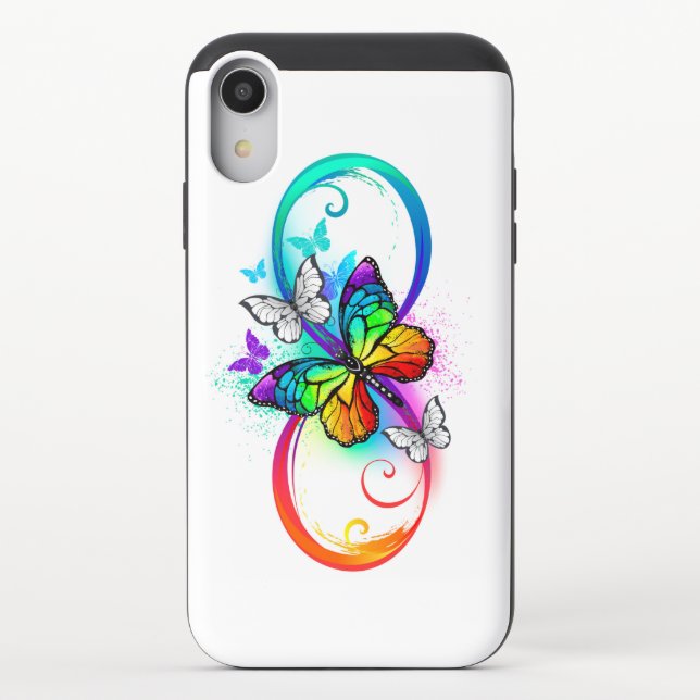 Bright infinity with rainbow butterfly uncommon iPhone case (Back)