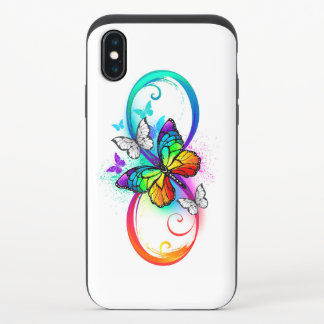 Bright infinity with rainbow butterfly iPhone XS slider case