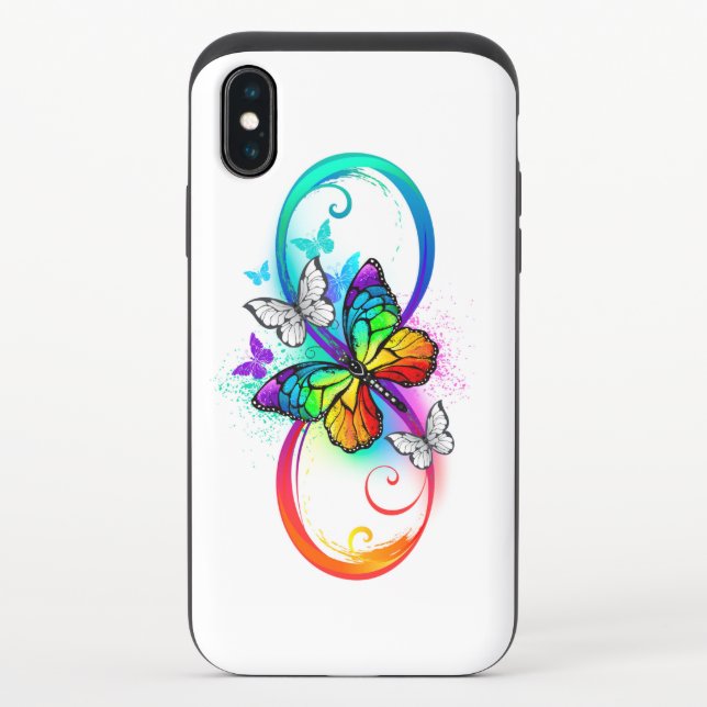 Bright infinity with rainbow butterfly uncommon iPhone case (Back)