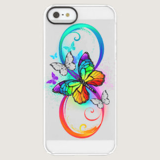 Bright infinity with rainbow butterfly permafrost iPhone SE/5/5s case