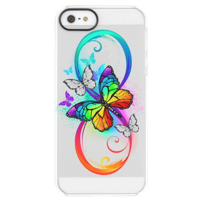 Bright infinity with rainbow butterfly uncommon iPhone case (Back)