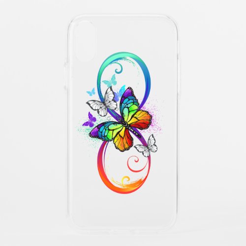 Bright infinity with rainbow butterfly iPhone XR case