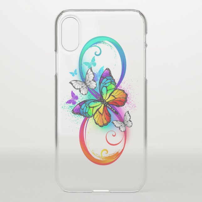Bright infinity with rainbow butterfly  uncommon iPhone case (Back)