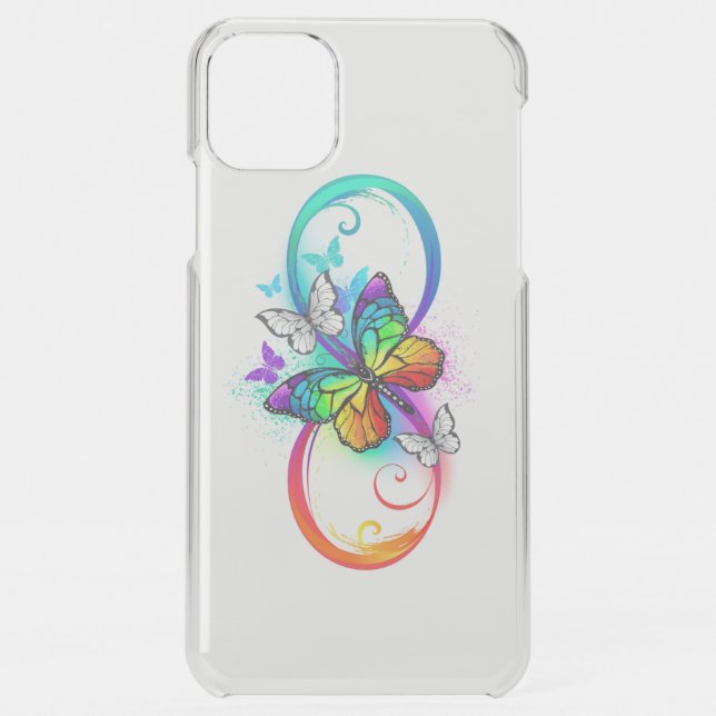 Bright infinity with rainbow butterfly uncommon iPhone case (Back)