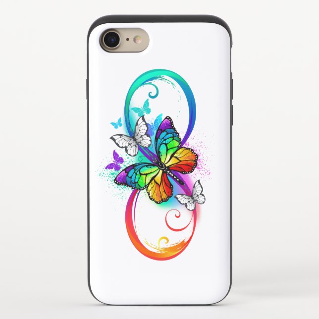 Bright infinity with rainbow butterfly uncommon iPhone case (Back)