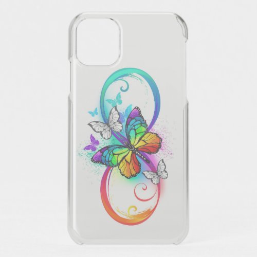 Bright infinity with rainbow butterfly iPhone 11 case