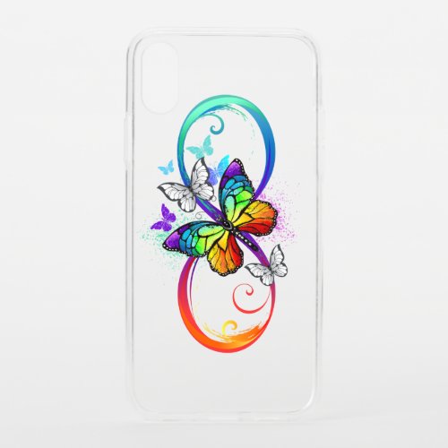 Bright infinity with rainbow butterfly iPhone XS case