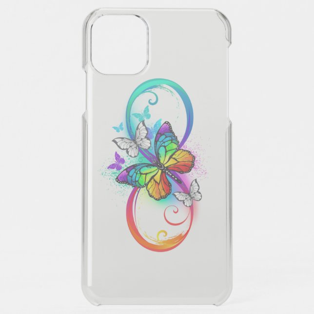 Bright infinity with rainbow butterfly uncommon iPhone case (Back)