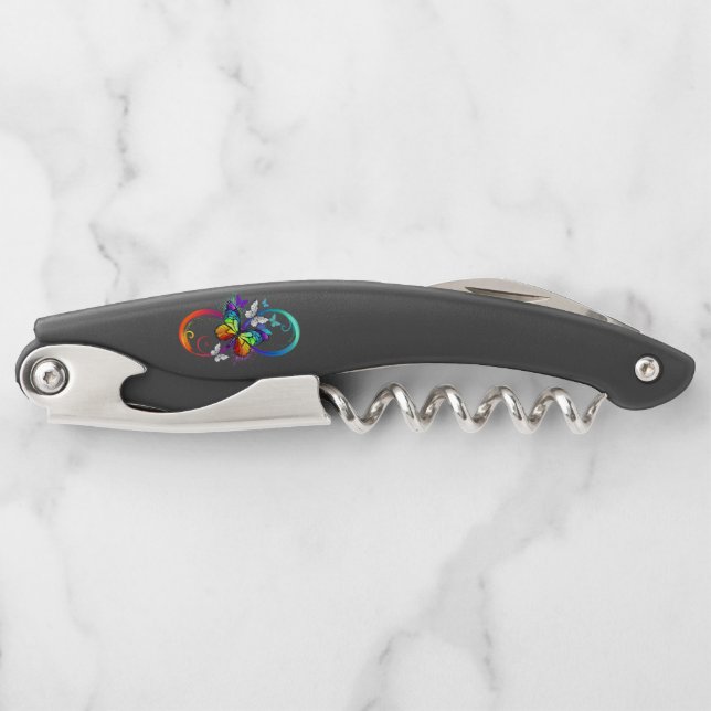 Bright infinity with rainbow butterfly waiter's corkscrew (Front)