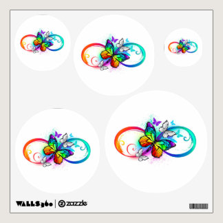 Bright infinity with rainbow butterfly wall decal