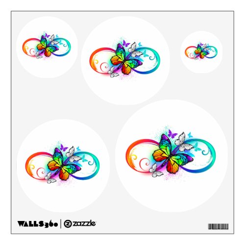 Bright infinity with rainbow butterfly wall decal