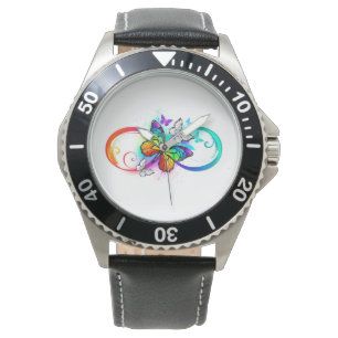 Bright infinity with rainbow butterfly  watch