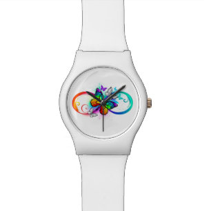 Bright infinity with rainbow butterfly watch