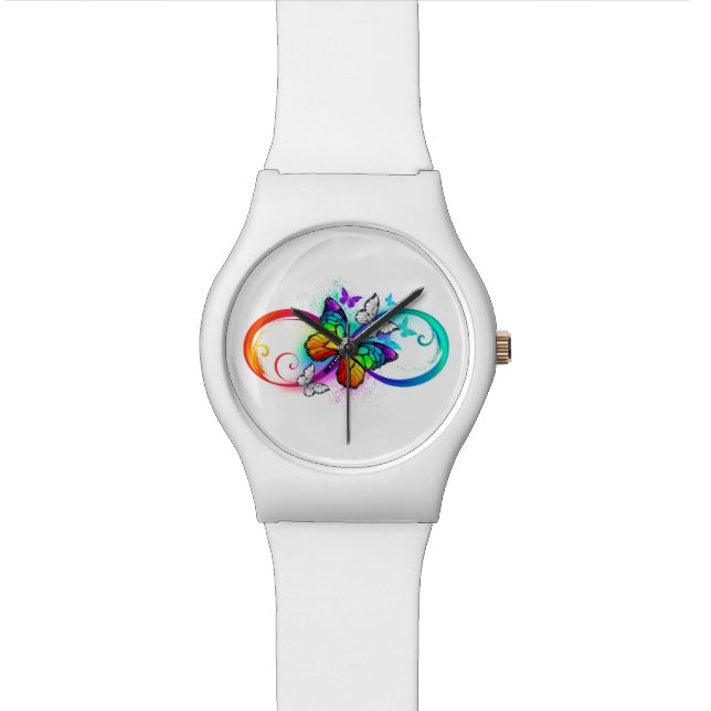 Bright infinity with rainbow butterfly watch (Close Up)