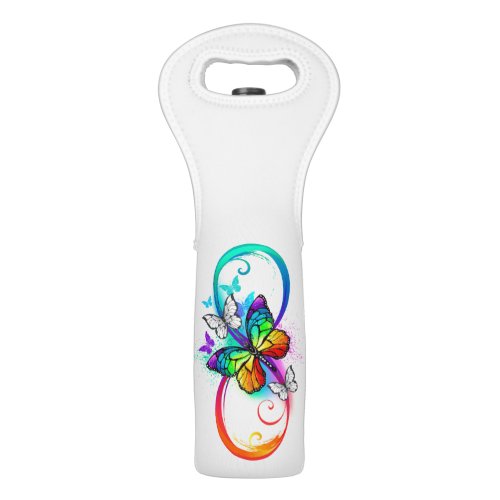 Bright infinity with rainbow butterfly wine bag