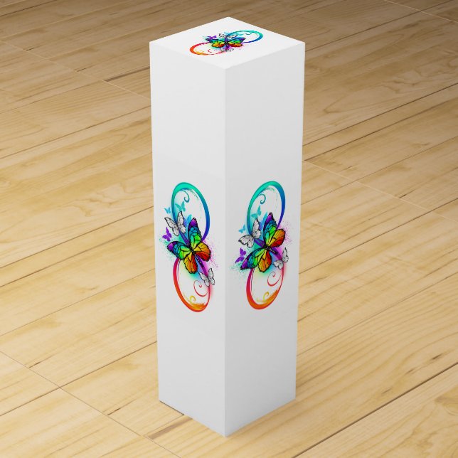 Bright infinity with rainbow butterfly wine box (Front)