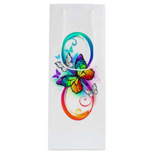 Bright infinity with rainbow butterfly wine gift bag