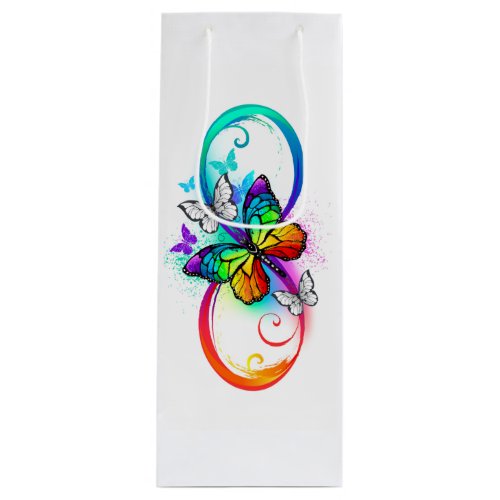 Bright infinity with rainbow butterfly  wine gift bag