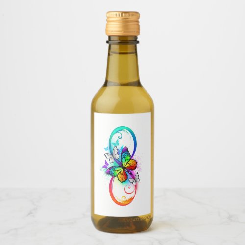 Bright infinity with rainbow butterfly wine label