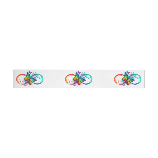 Bright infinity with rainbow butterfly wrap around address label (Individual)