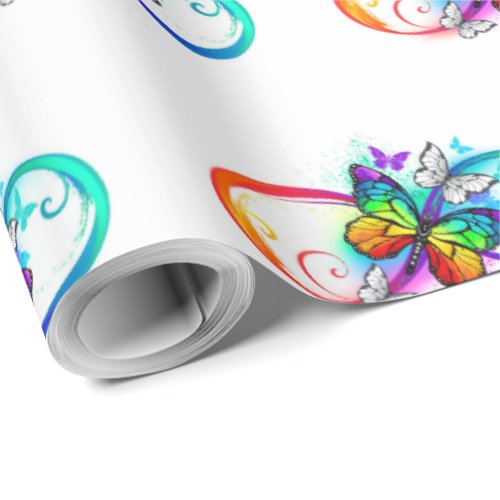 Bright infinity with rainbow butterfly wrapping paper