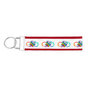Bright infinity with rainbow butterfly wrist keychain