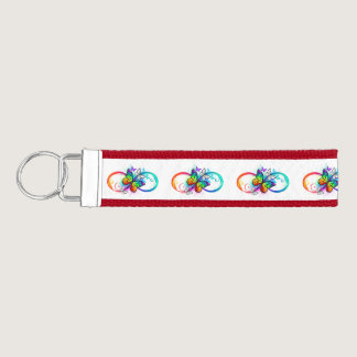 Bright infinity with rainbow butterfly wrist keychain