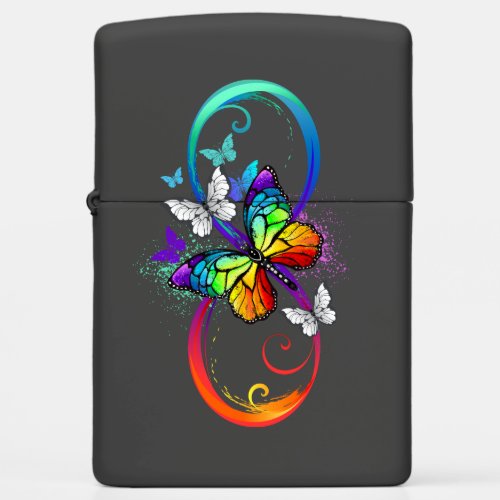 Bright infinity with rainbow butterfly zippo lighter