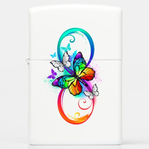 Bright infinity with rainbow butterfly zippo lighter